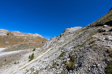 the path that leads to Mount Chaberton, peak in the French Alps in the group known as the Massif des Cerces in the département of Hautes-Alpes