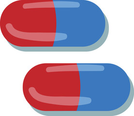 Red blue capsule icon cartoon vector. Clinic shot. Cold patient
