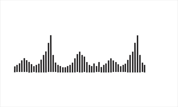 Frequency audio waveform, music wave HUD interface elements, voice graph signal. Equalizer music sound wave vector symbol icon 