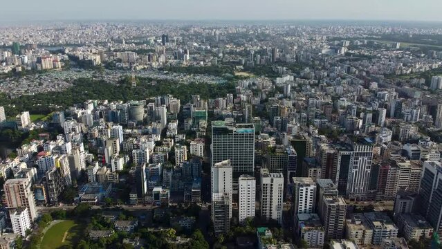 Aerial shot of the skyline of Banani Model Town in Dhaka, Bangladesh