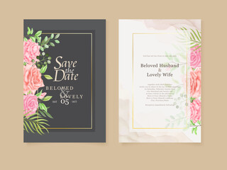 Beautiful floral design wedding invitation card