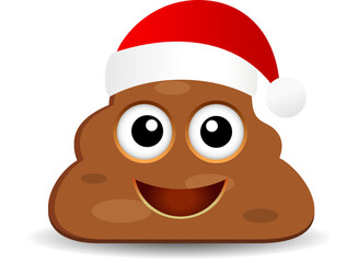 Christmas poop emoji with red Santa Claus hat