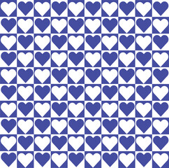 Abstract blue-White Lattice Pattern Background Vector With Red Heart Shaped
