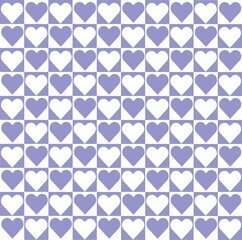 Abstract purple-White Lattice Pattern Background checkered Vector With Red Heart Shaped