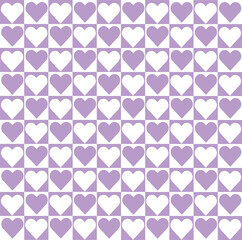 Abstract purple-White Lattice Pattern Background checkered Vector With Red Heart Shaped