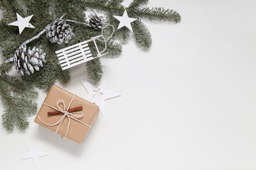 christmas background with stars and gift