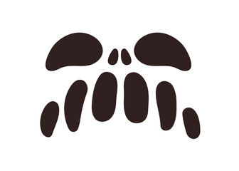 Spooky Halloween face stencil with creepy evil expression, angry scary emotion. Ugly horror pumpkin monster template for Helloween holiday. Flat vector illustration isolated on white background