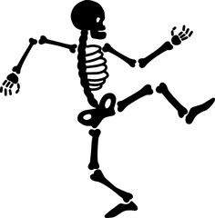 Isolated illustration of a dancing human skeleton. Halloween decor