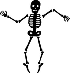 Isolated illustration of a dancing human skeleton. Halloween decor
