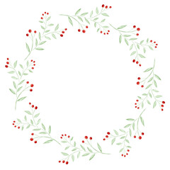 Obraz premium frame with flowers Watercolor Christmas trees, wreaths on white background