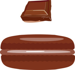 Chocolate macaroon icon cartoon vector. French cake. Tasty flavor