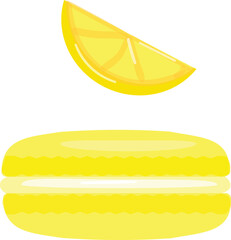 Lemon macaroon icon cartoon vector. French cookie. Sweet macaron