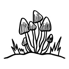 Mushrooms in the forest. Hand drawn. Isolated on whine.