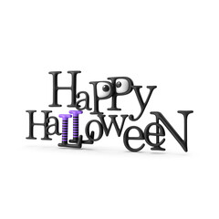 Happy Halloween Text with eyes - 3d render