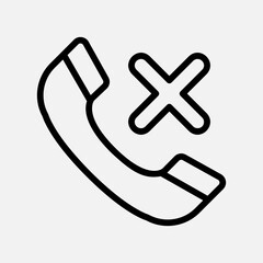 Missed call icon in line style about communication, use for website mobile app presentation