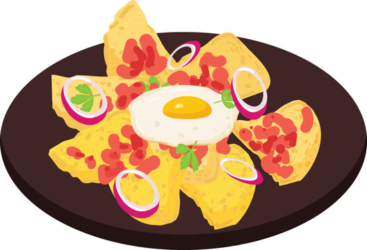 Fried egg icon cartoon vector. Mexican food. Healthy meal