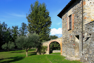 Fototapeta na wymiar The old romanic church of Brunello village in Varese province, Italy
