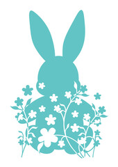 Hare in the grass clipart. Easter bunny clipart blue