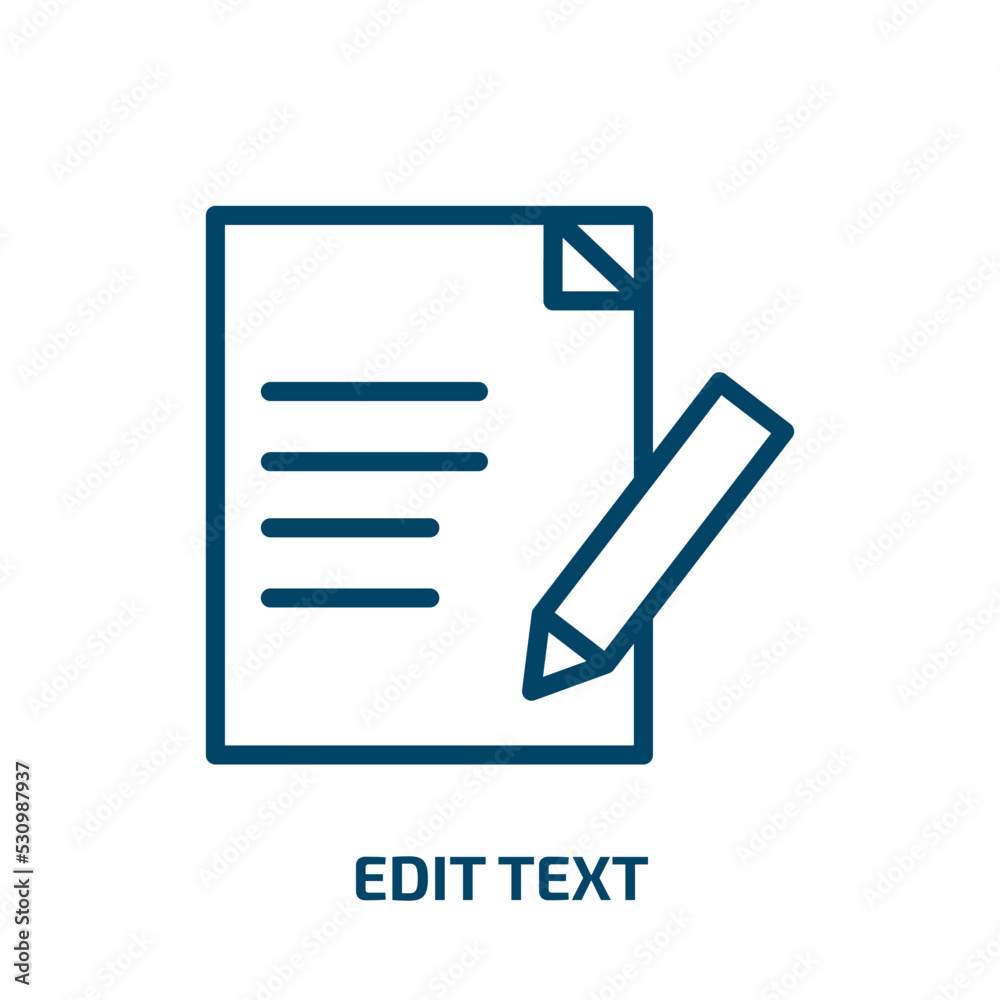 Poster edit text icon from web hosting collection. thin linear edit text, text, template outline icon isola