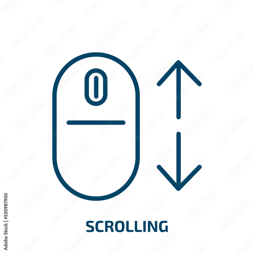 Poster scrolling icon from web hosting collection. thin linear scrolling, scroll, paper outline icon isolat