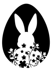 Easter egg. Hare in the grass clipart. 
