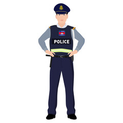 Cambodian traffic Policemen with uniform