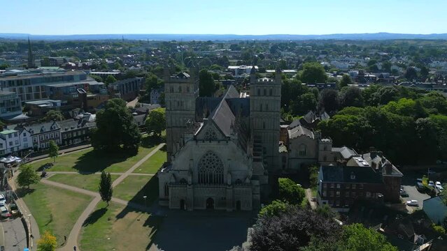 Exeter Cathedral Drone Video. St Peters Church, Exeter, Devon. 30fps. 