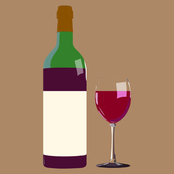 bottle of red wine glass dinner