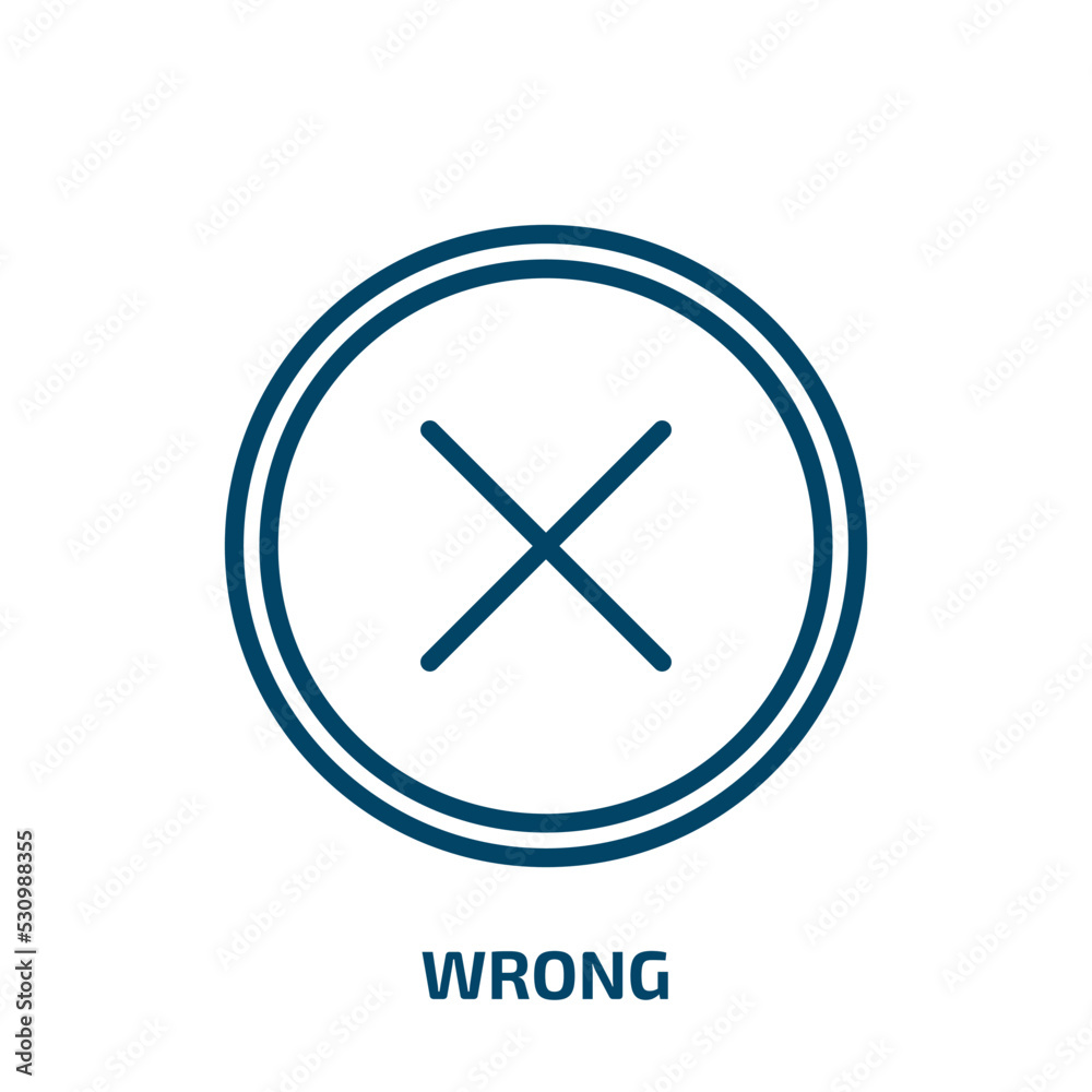 Poster wrong icon from user interface collection. thin linear wrong, correct, button outline icon isolated 