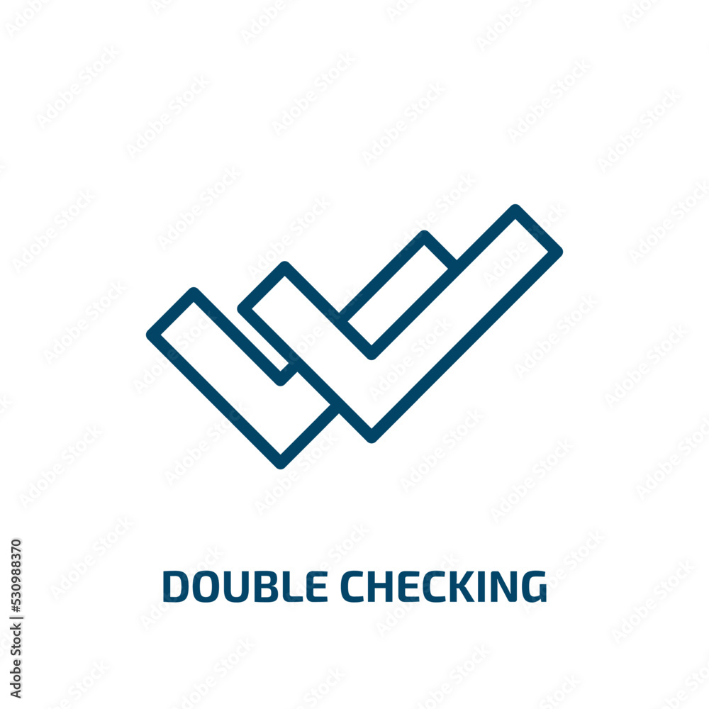 Poster double checking icon from user interface collection. thin linear double checking, check, button outl