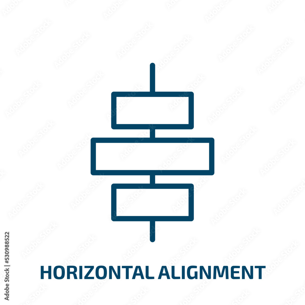 Poster horizontal alignment icon from user interface collection. thin linear horizontal alignment, arrow, h