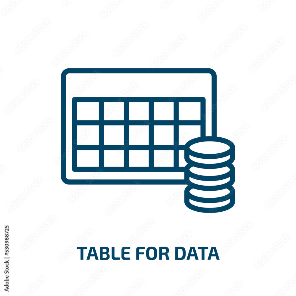 Poster table for data icon from user interface collection. thin linear table for data, data, table outline 