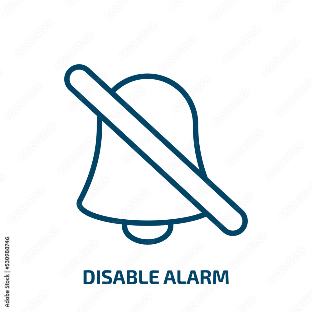Poster disable alarm icon from user interface collection. thin linear disable alarm, exclamation, danger ou