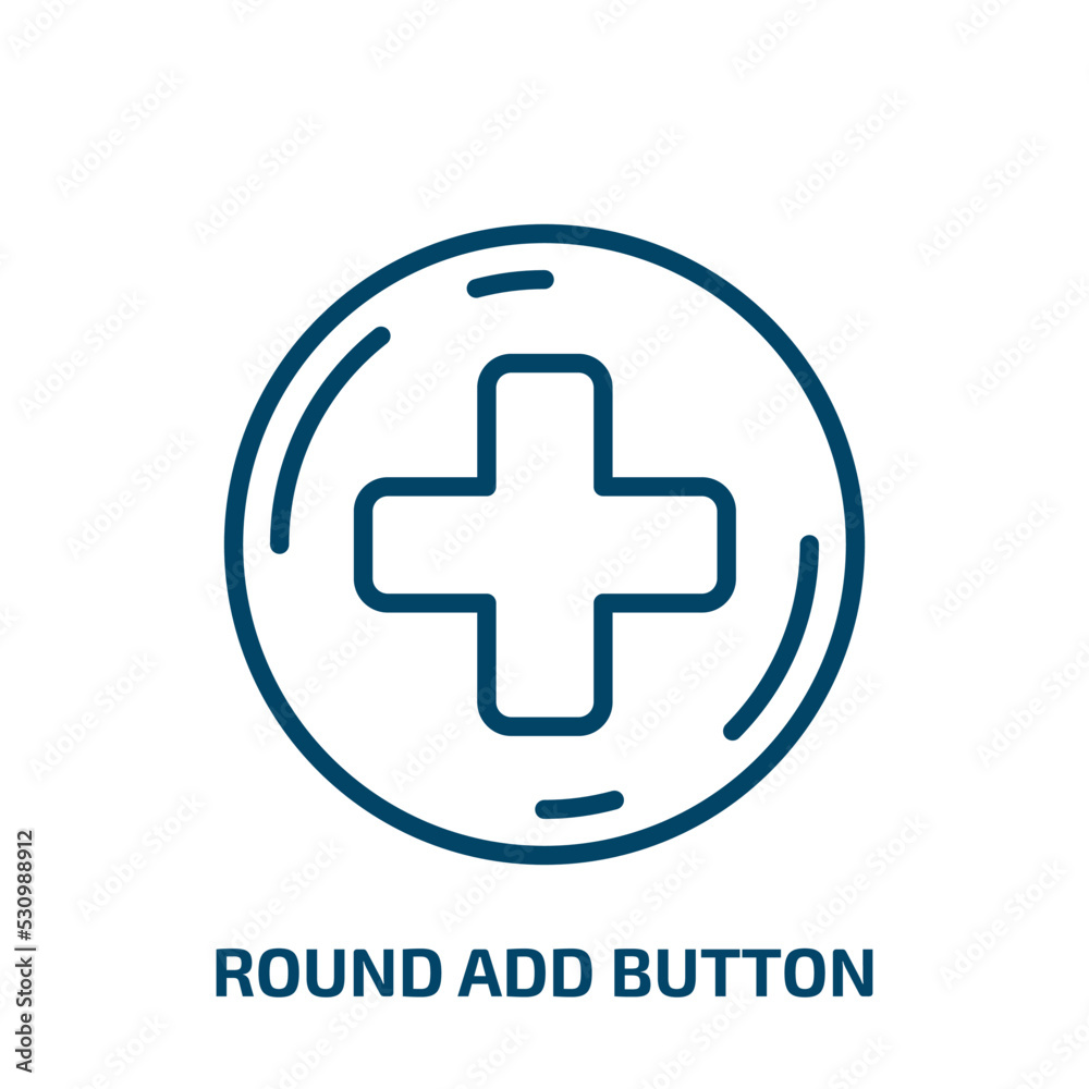 Poster round add button icon from user interface collection. thin linear round add button, button, add outl