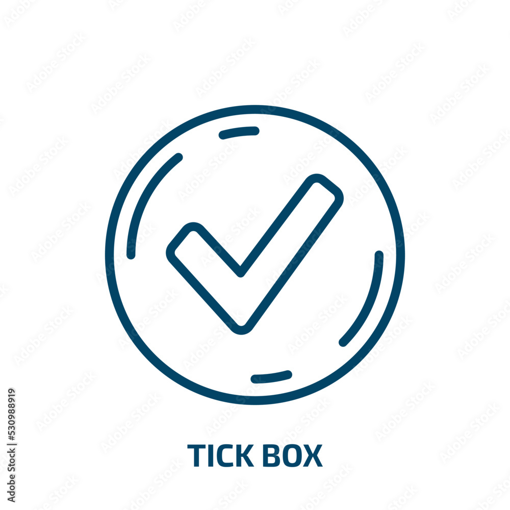 Poster tick box icon from user interface collection. thin linear tick box, box, checkmark outline icon isol