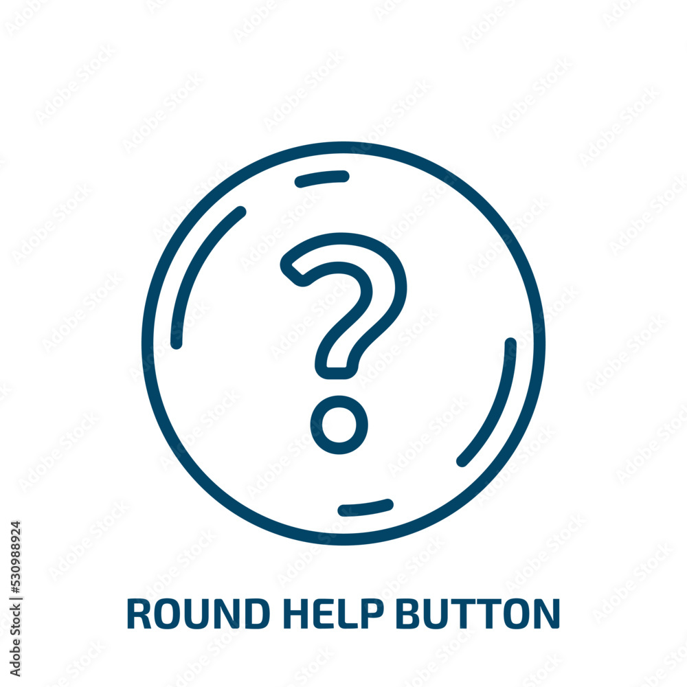 Poster round help button icon from user interface collection. thin linear round help button, button, help o