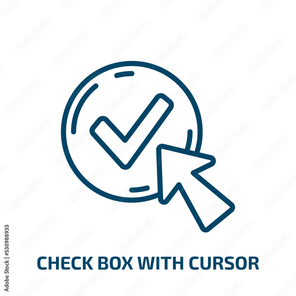 Poster check box with cursor icon from user interface collection. thin linear check box with cursor, check,