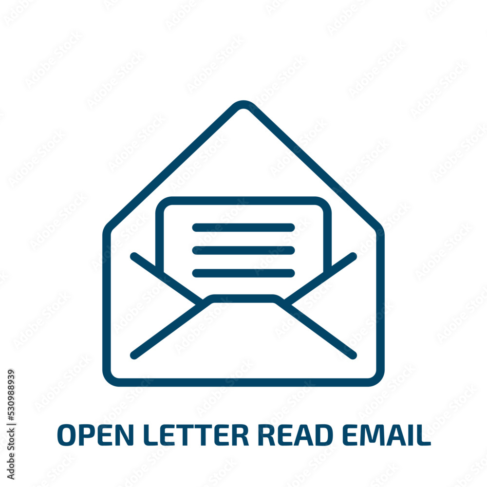 Poster open letter read email icon from user interface collection. thin linear open letter read email, read