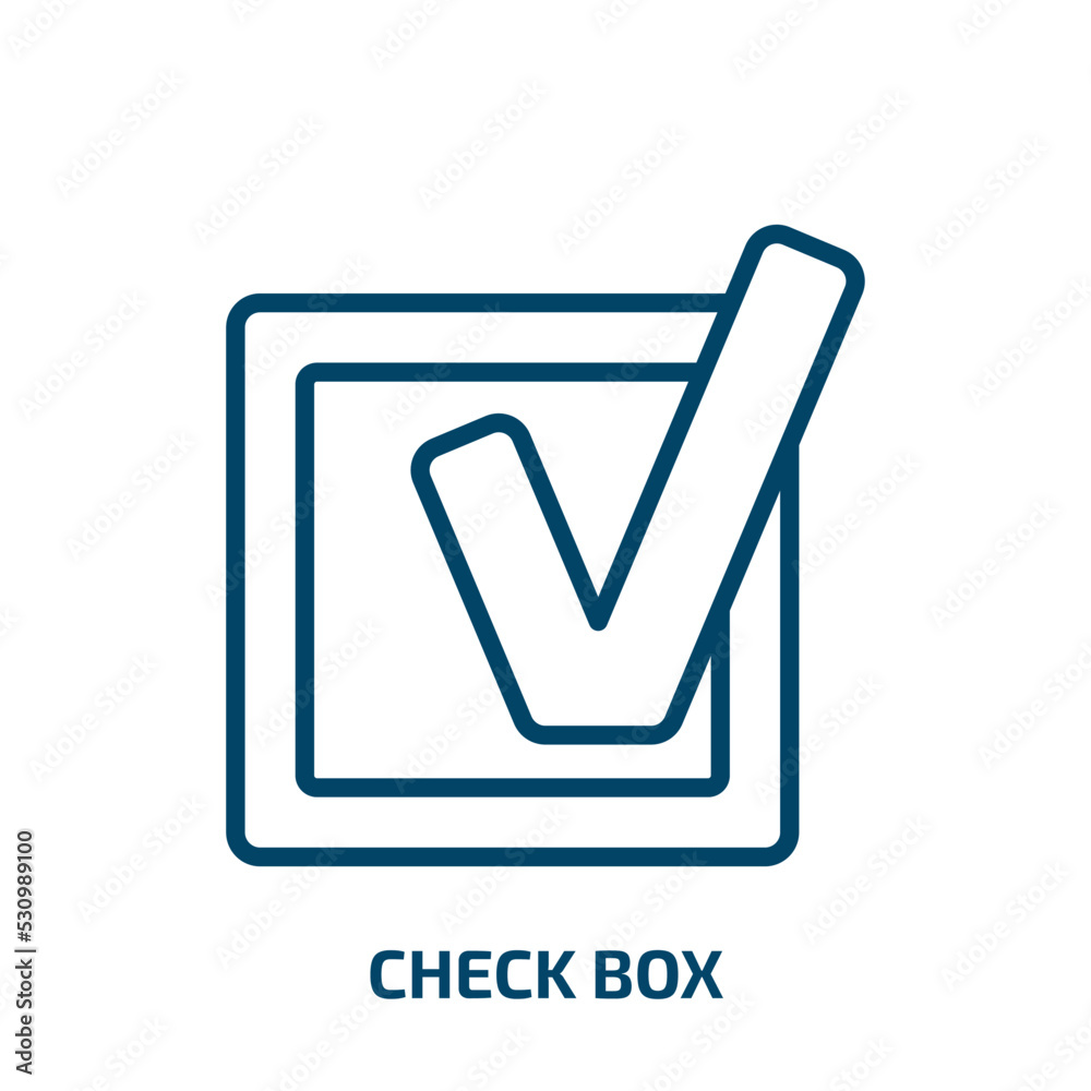 Poster check box icon from user interface collection. thin linear check box, box, check outline icon isolat