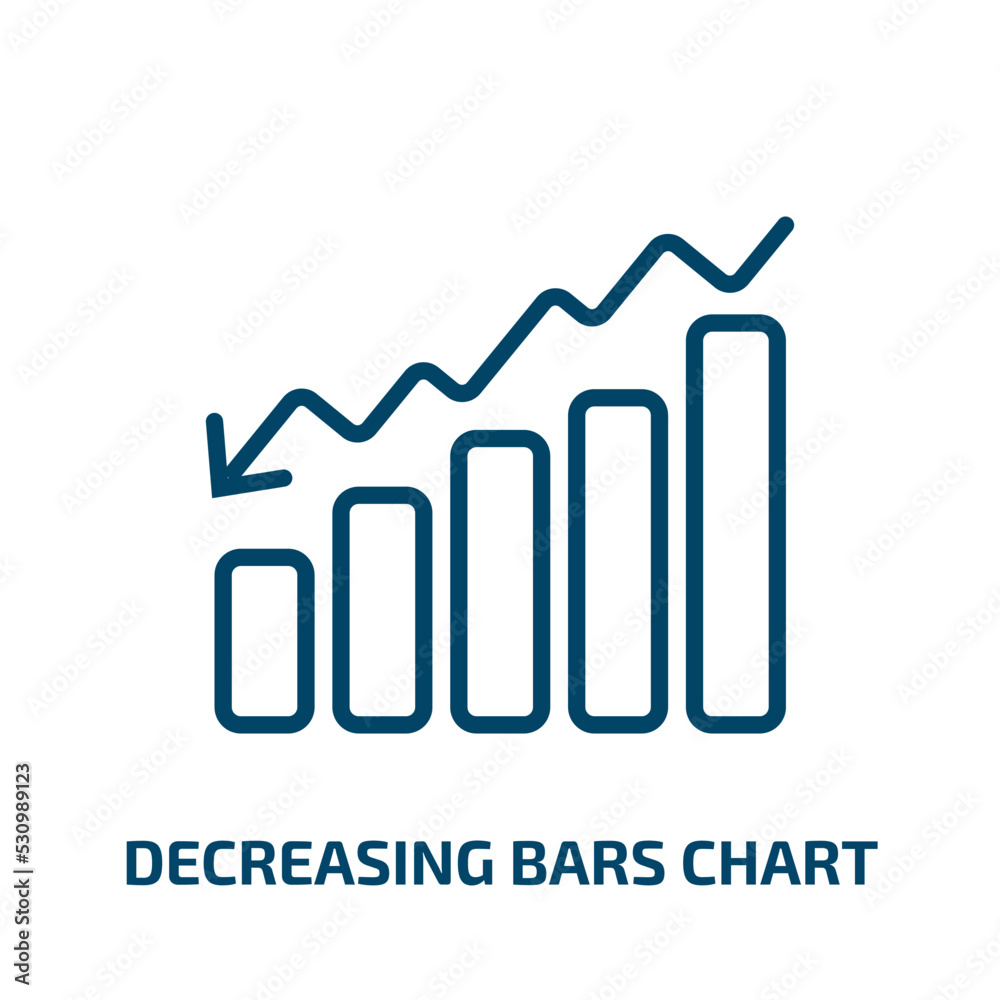 Poster decreasing bars chart icon from user interface collection. thin linear decreasing bars chart, data, 