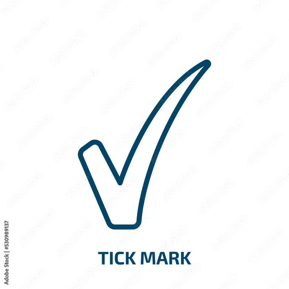 Poster tick mark icon from user interface collection. thin linear tick mark, tick, mark outline icon isolat