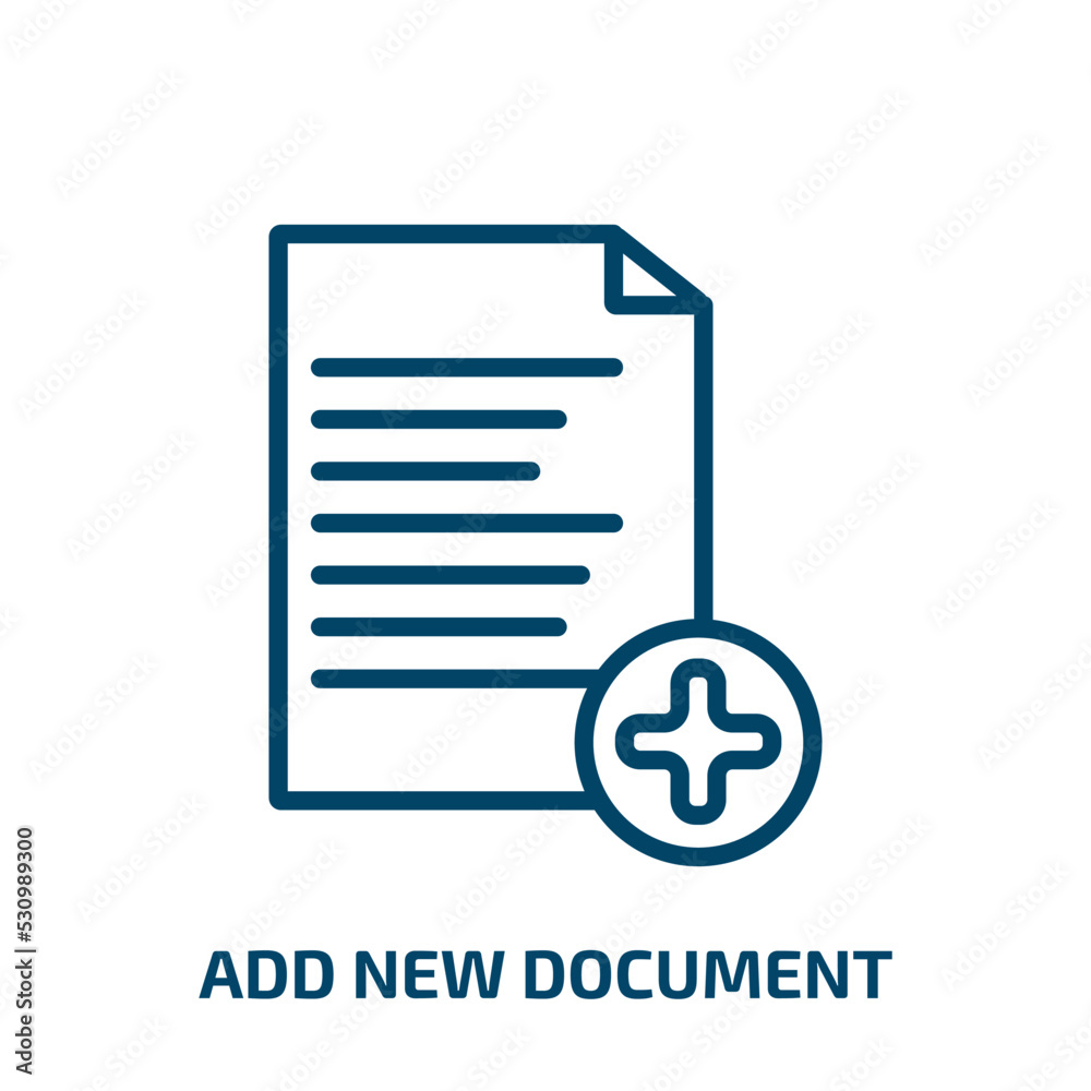 Poster add new document icon from user interface collection. thin linear add new document, document, add ou