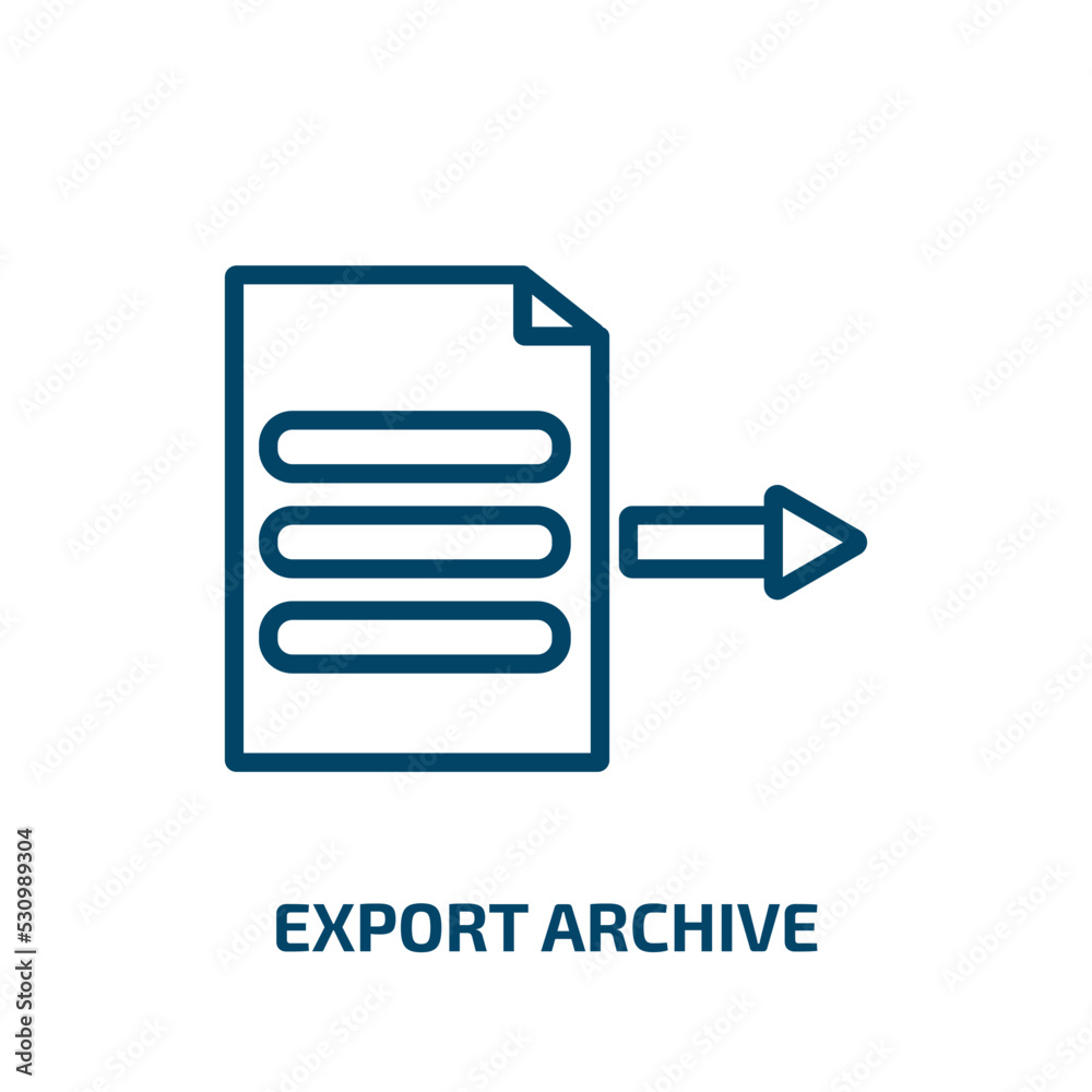 Poster export archive icon from user interface collection. thin linear export archive, data, document outli