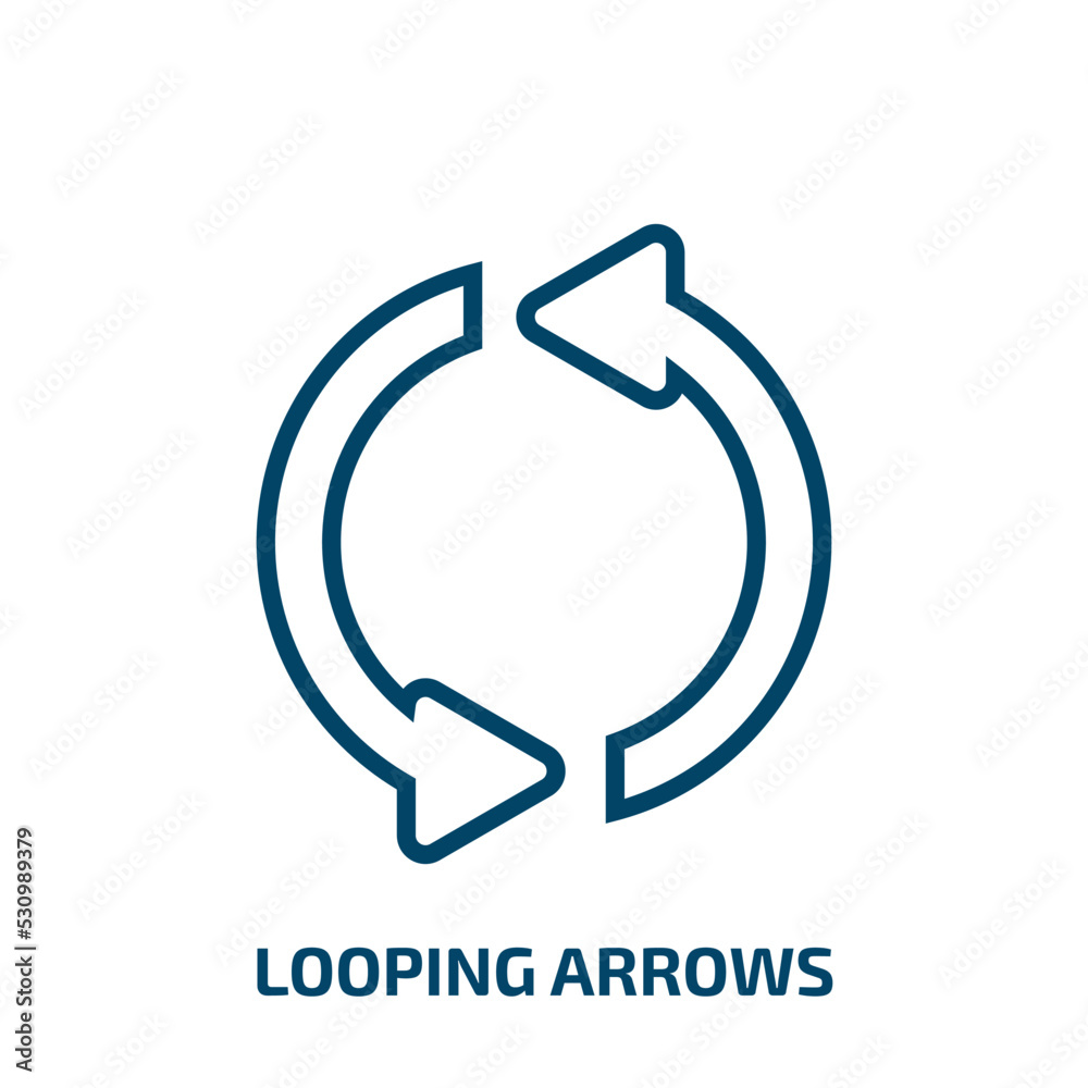 Poster looping arrows icon from user interface collection. thin linear looping arrows, loop, circular outli