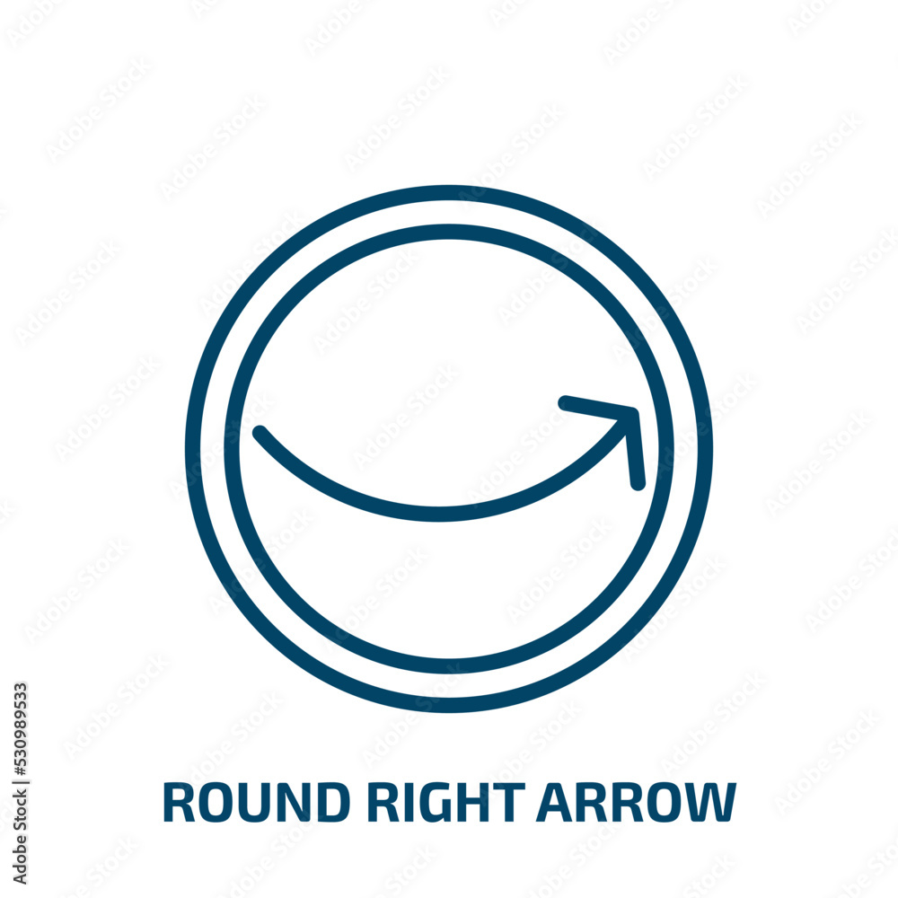 Poster round right arrow icon from user interface collection. thin linear round right arrow, arrow, up outl