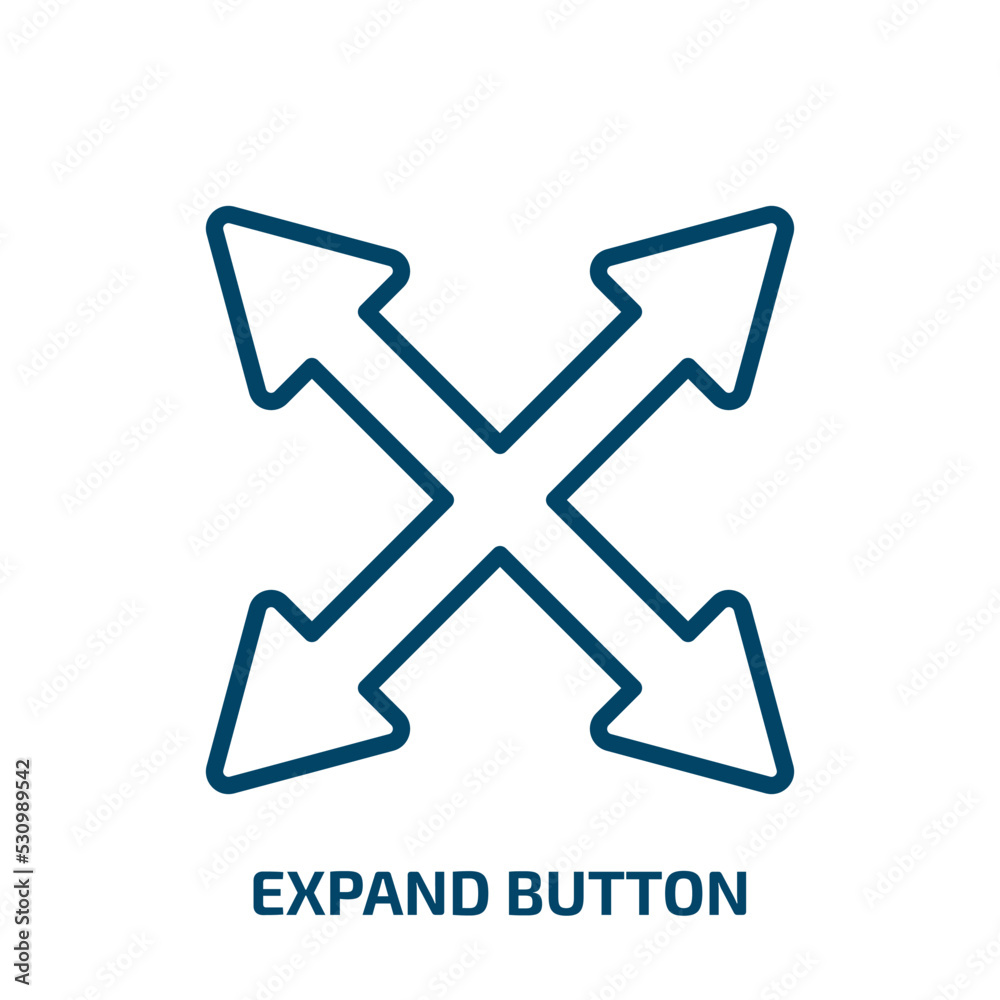 Poster expand button icon from user interface collection. thin linear expand button, button, simple outline