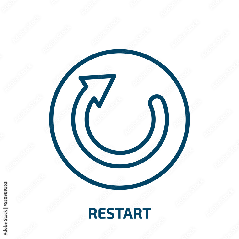 Poster restart icon from user interface collection. thin linear restart, reload, arrow outline icon isolate