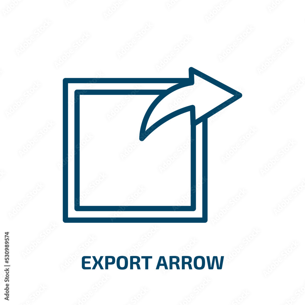 Poster export arrow icon from user interface collection. thin linear export arrow, arrow, export outline ic
