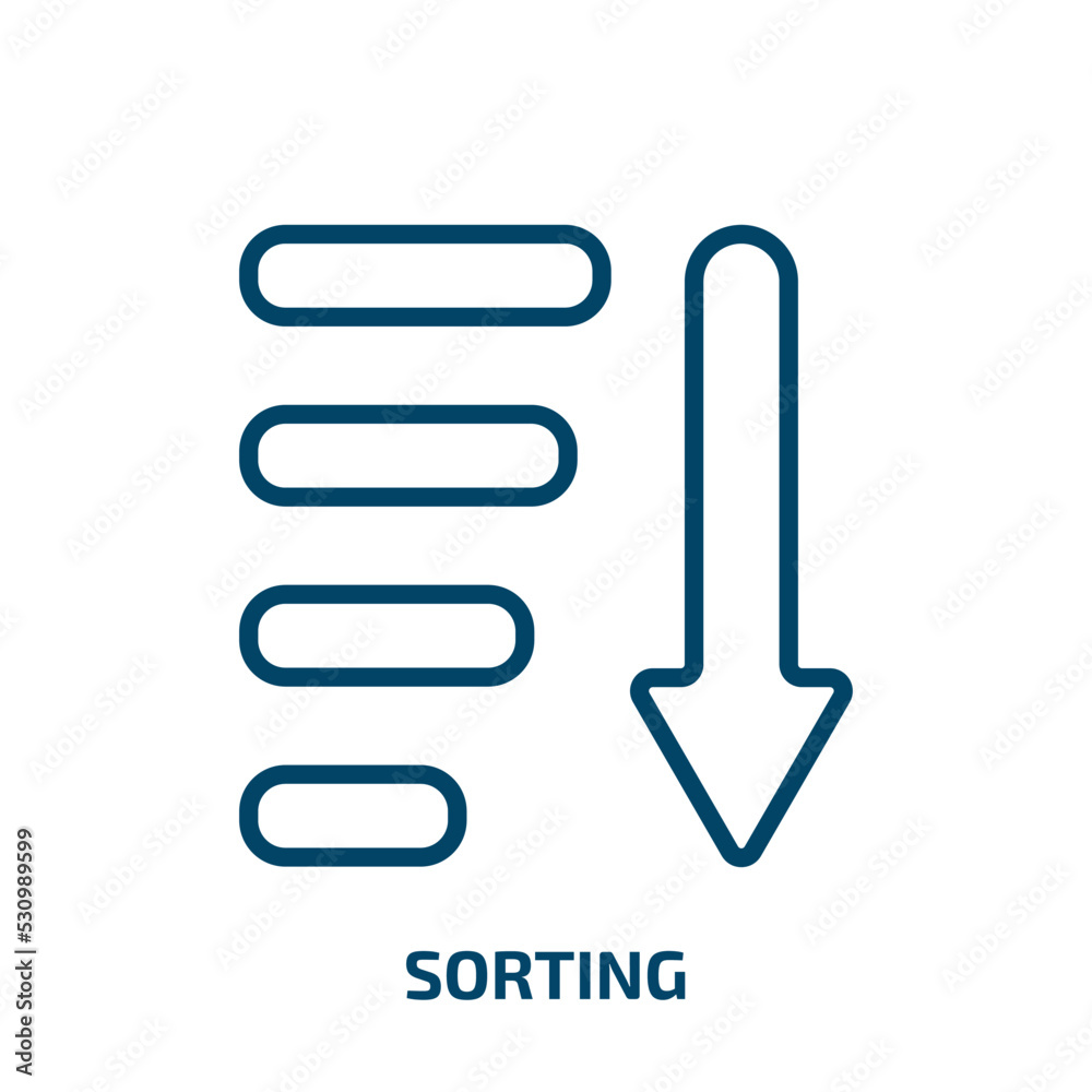Poster sorting icon from user interface collection. thin linear sorting, sort, internet outline icon isolat
