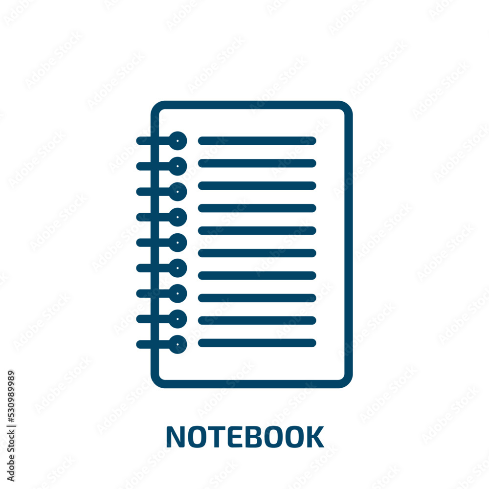 Poster notebook icon from army collection. thin linear notebook, notepad, button outline icon isolated on w